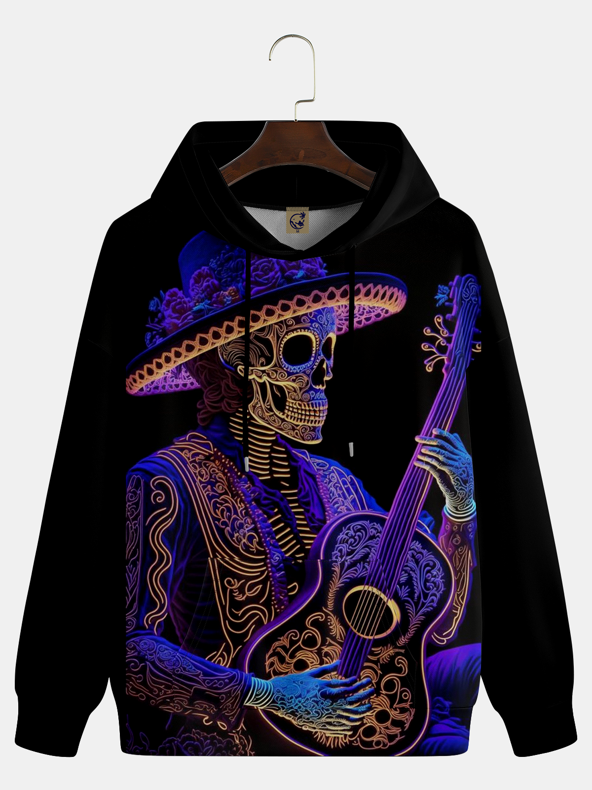 Day of the Dead Skeleton Music Guitar Hoodie Sweatshirt