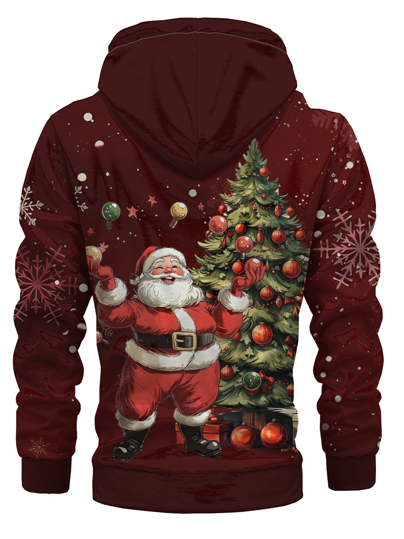 Santa Claus and Christmas Tree Art Zipper Hoodie Sweatshirt