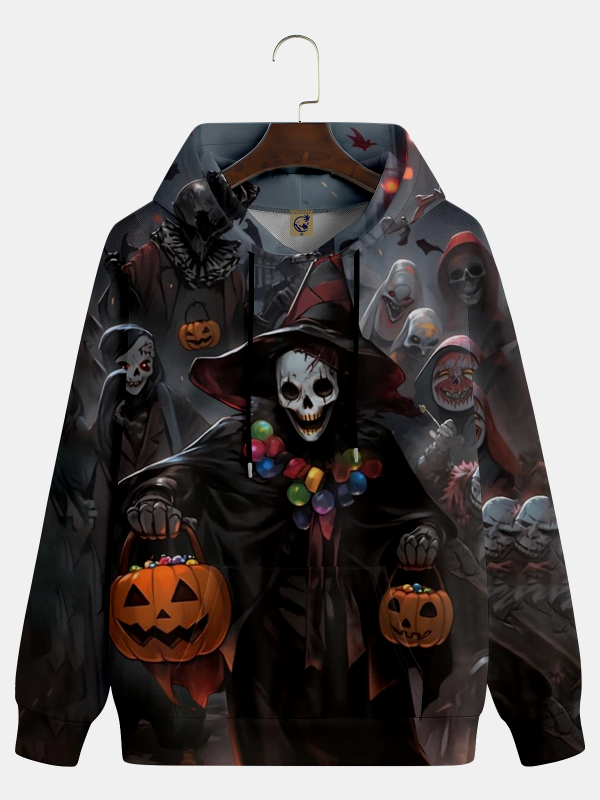 Halloween Skeleton Pumpkin Wizard Hoodie Sweatshirt