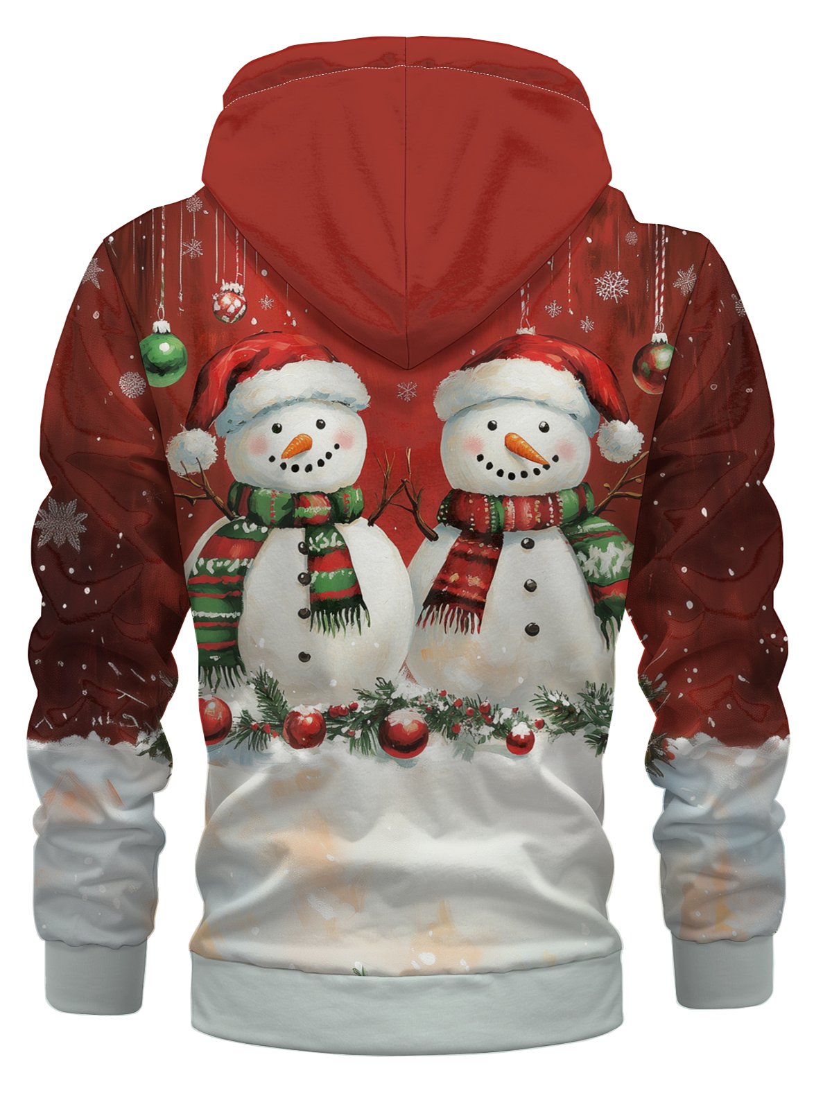 Christmas Retro Cute Snowman Zipper Hoodie Sweatshirt