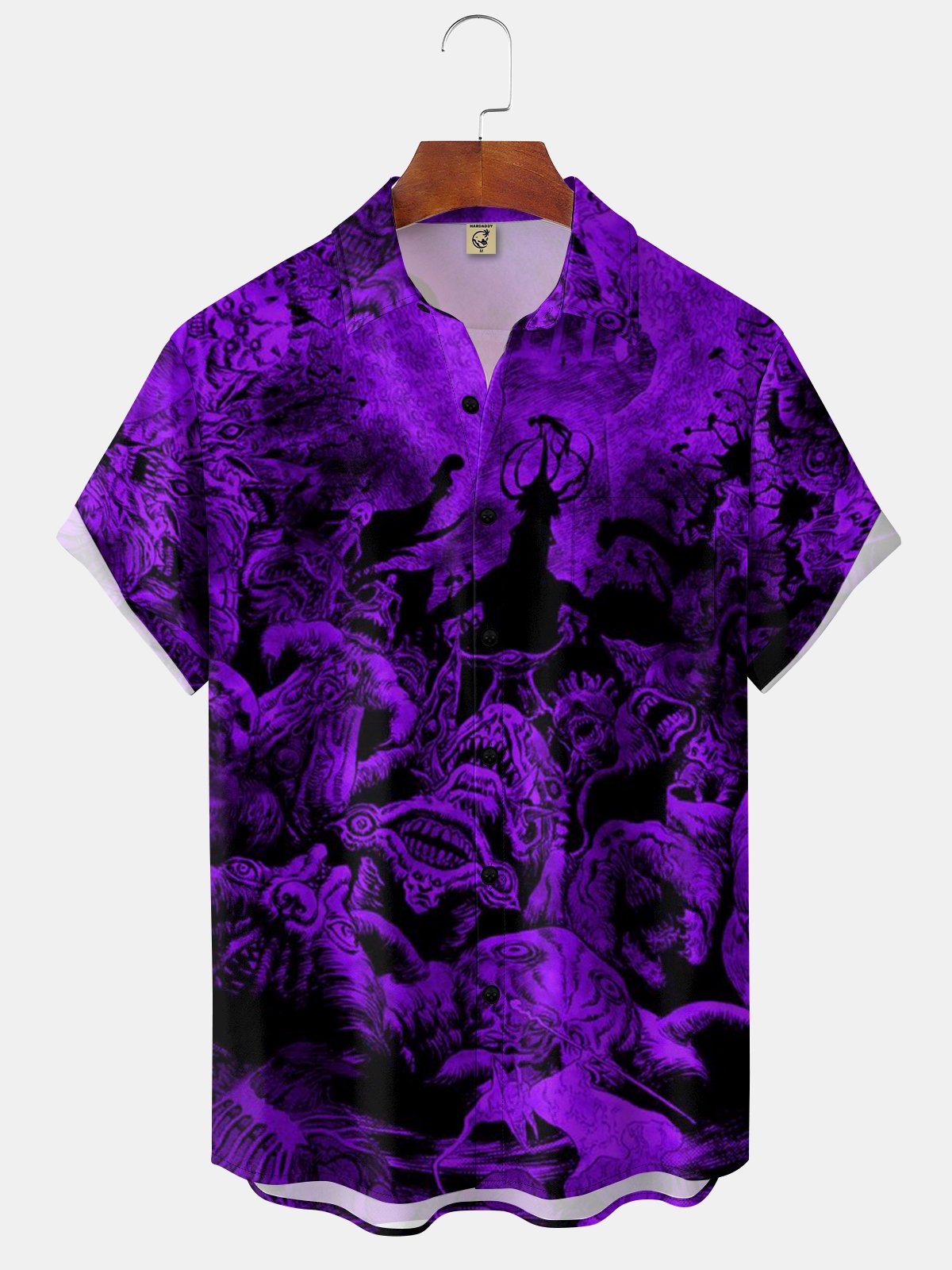 Moisture-wicking Purple Fluid Abstract Art Print Chest Pocket Hawaiian Shirt