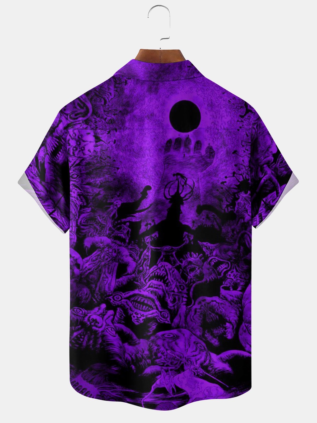 Moisture-wicking Purple Fluid Abstract Art Print Chest Pocket Hawaiian Shirt