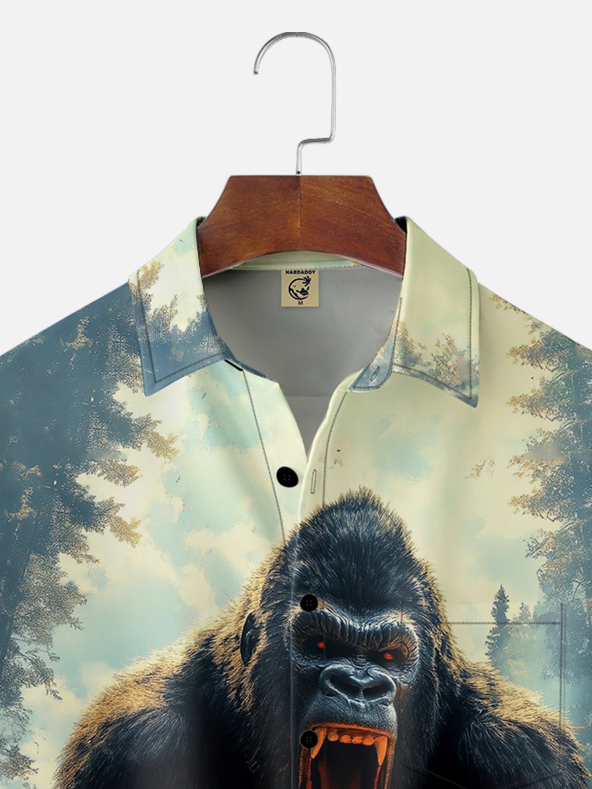 Moisture Wicking Abstract Gradient Color Gorilla Chest Pocket Hawaiian Shirt