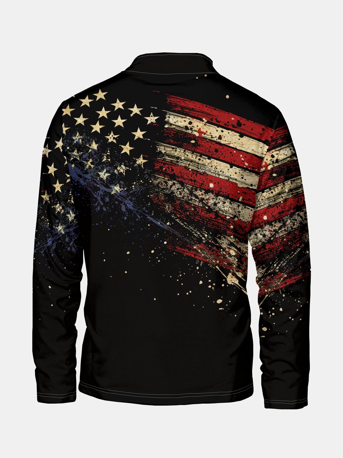 Vintage Art Distressed American Flag Print Half-zip Pullover Sweatshirt