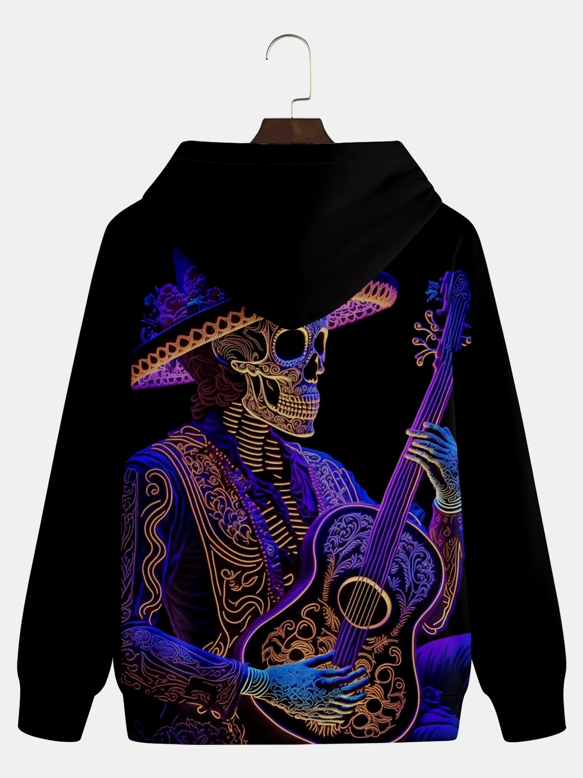 Day of the Dead Skeleton Music Guitar Hoodie Sweatshirt