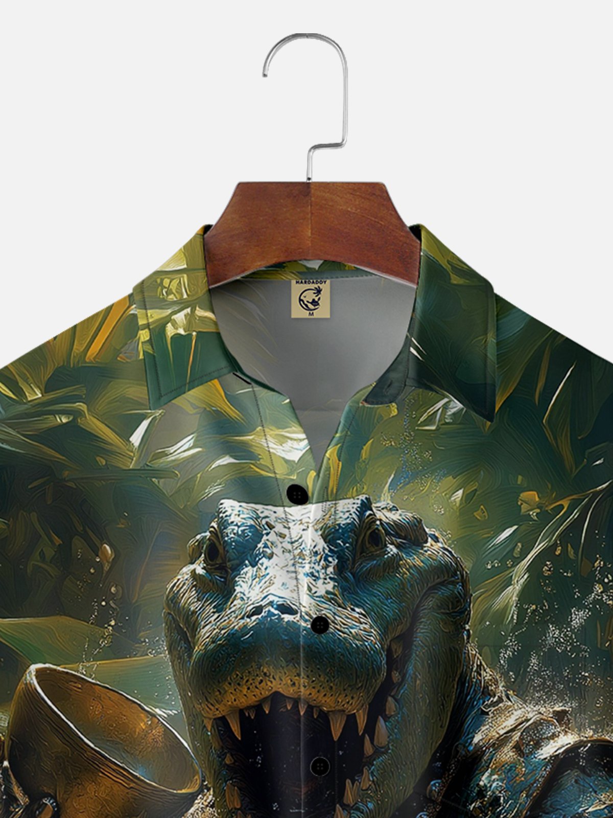 Moisture Wicking Abstract Gradient Crocodile Chest Pocket Hawaiian Shirt