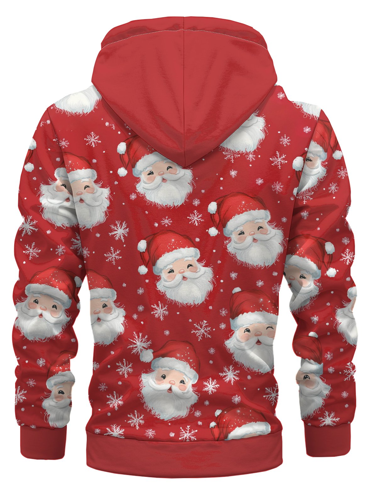 Funny Santa Claus Head Print Zipper Hoodie Sweatshirt