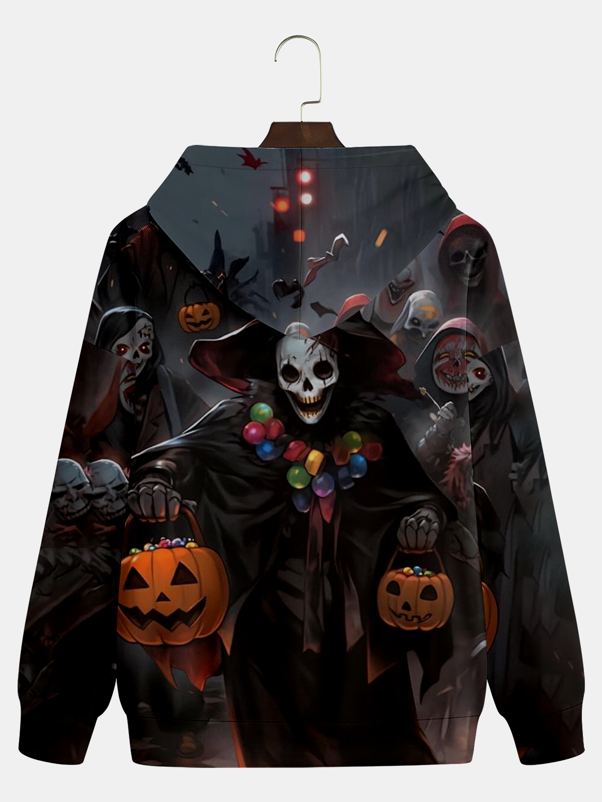 Halloween Skeleton Pumpkin Wizard Hoodie Sweatshirt