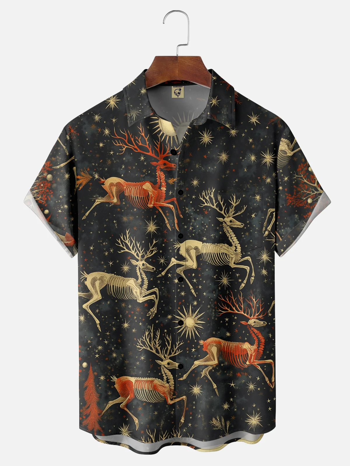 Moisture-wicking Christmas Elk Chest Pocket Hawaiian Shirt