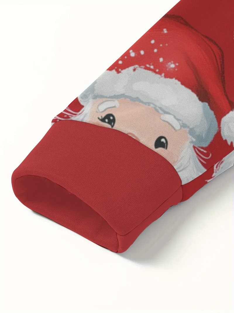 Funny Santa Claus Head Print Zipper Hoodie Sweatshirt