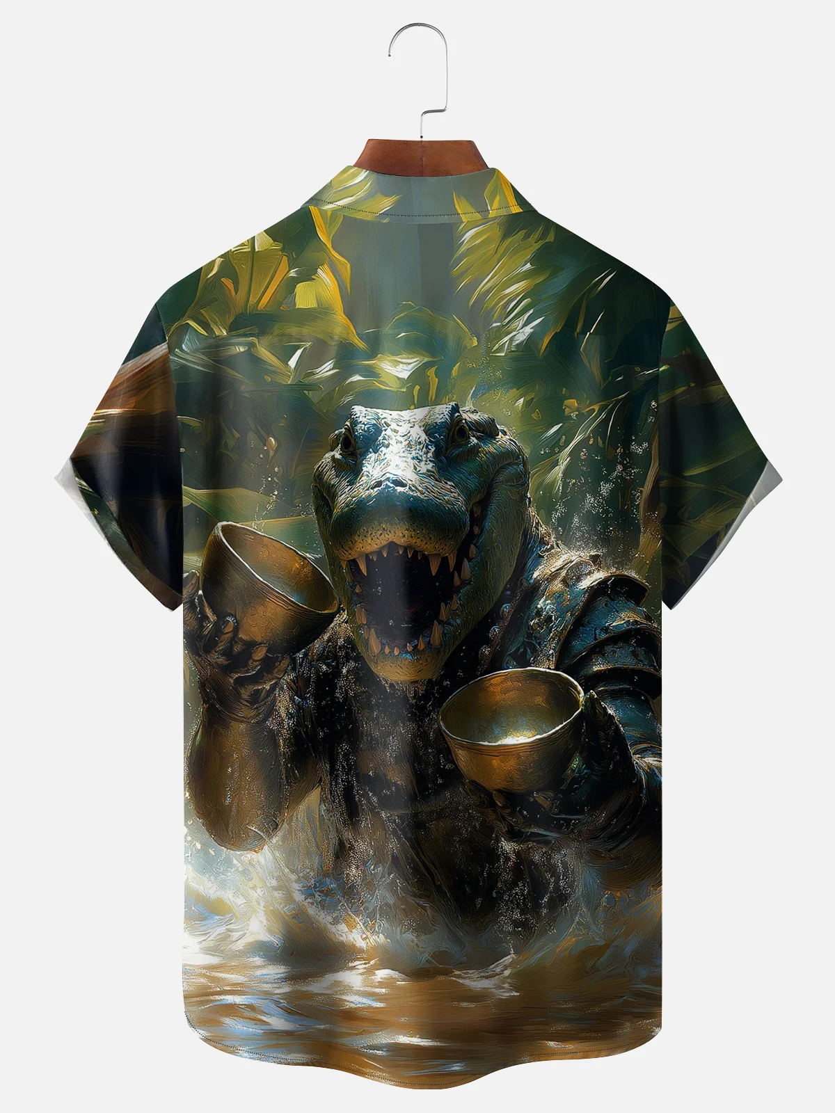 Moisture Wicking Abstract Gradient Crocodile Chest Pocket Hawaiian Shirt
