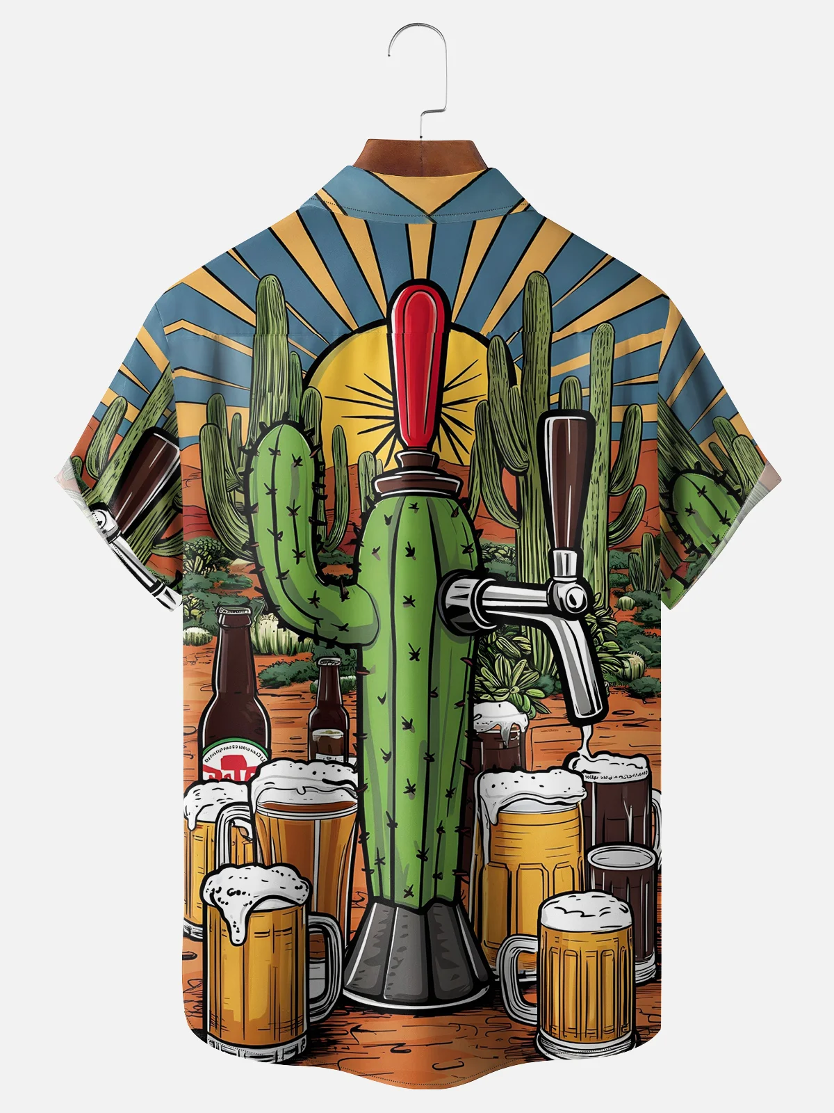 Moisture-wicking Cactus Beer Chest Pocket Casual Shirt