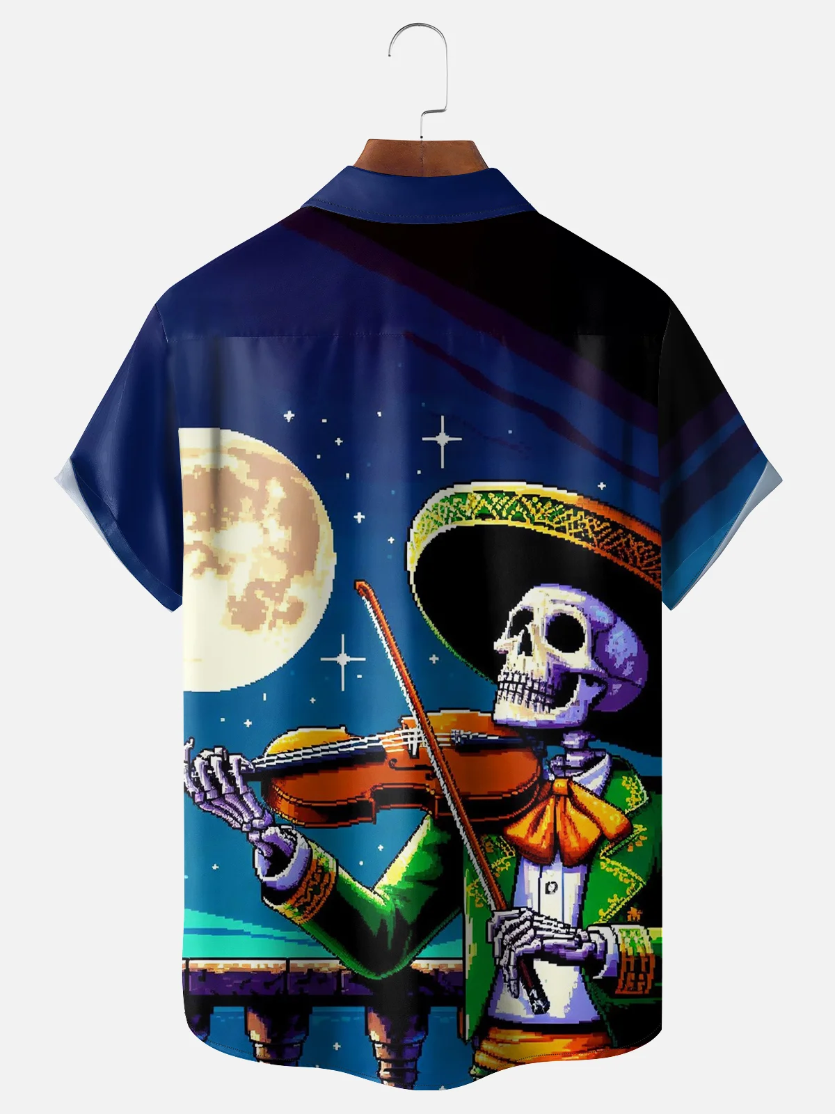 Moisture-wicking Day of the Dead Skull Music Chest Pocket Casual Shirt