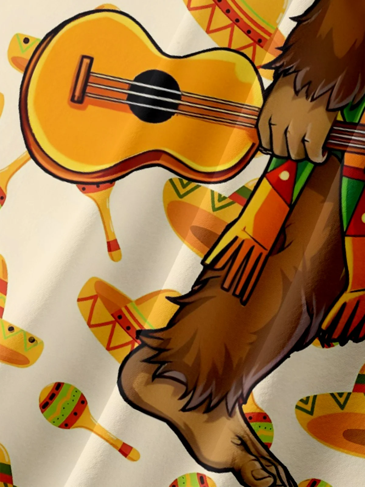 Moisture-wicking Bigfoot Guitar Maracas Chest Pocket Casual Shirt