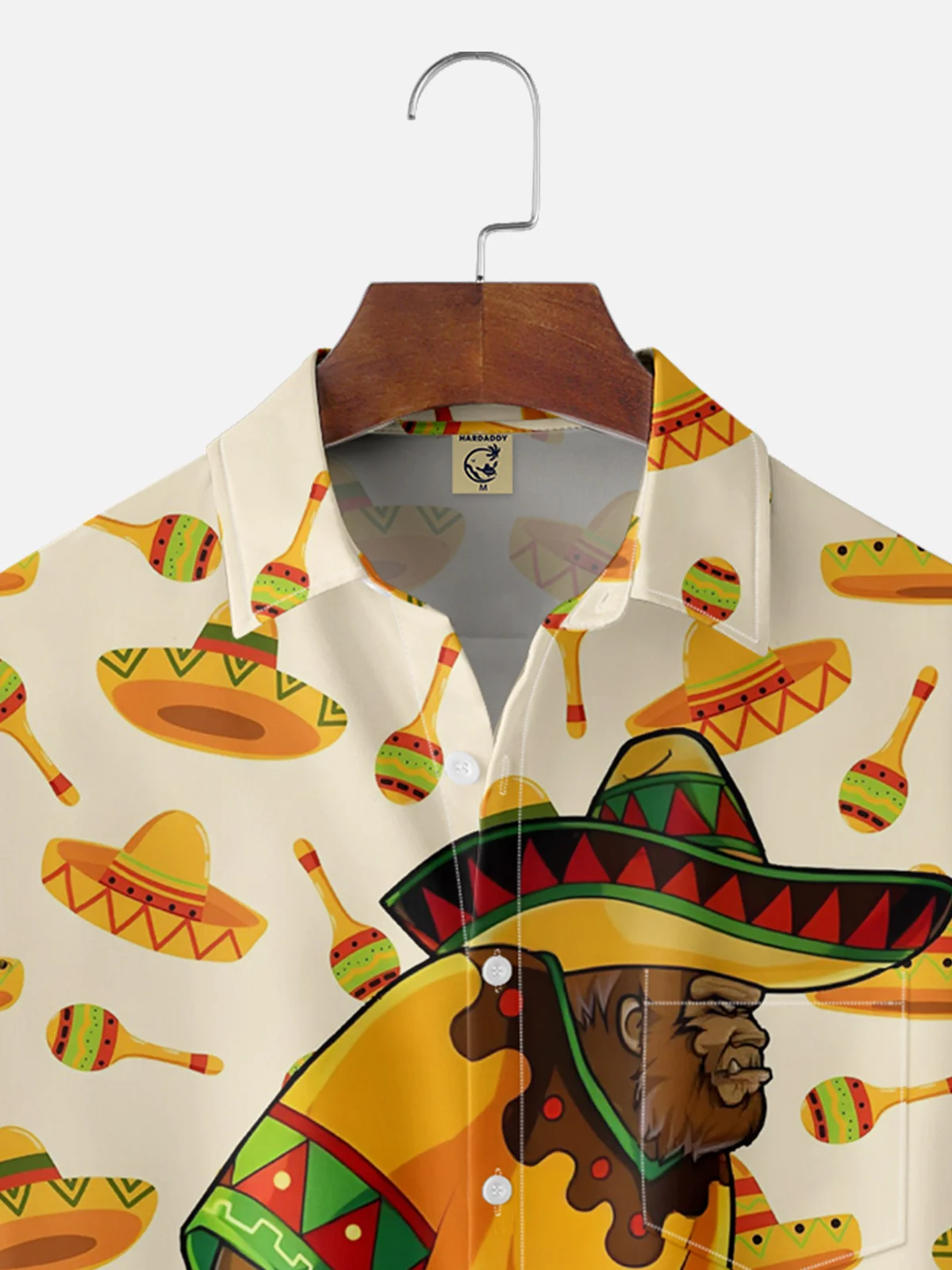 Moisture-wicking Bigfoot Guitar Maracas Chest Pocket Casual Shirt