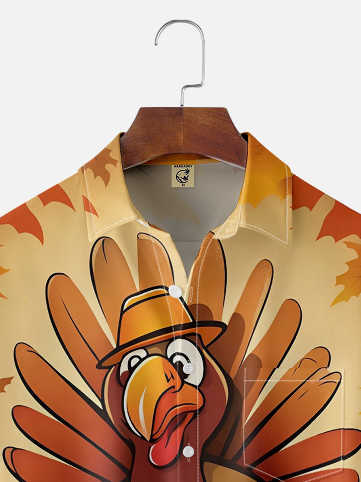 Moisture Wicking Thanksgiving Turkey Chest Pocket Hawaiian Shirt