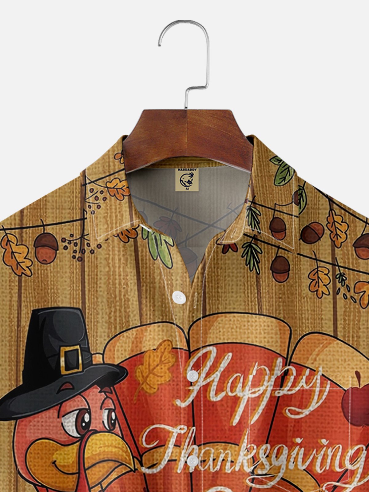 Moisture Wicking Thanksgiving Turkey Chest Pocket Hawaiian Shirt