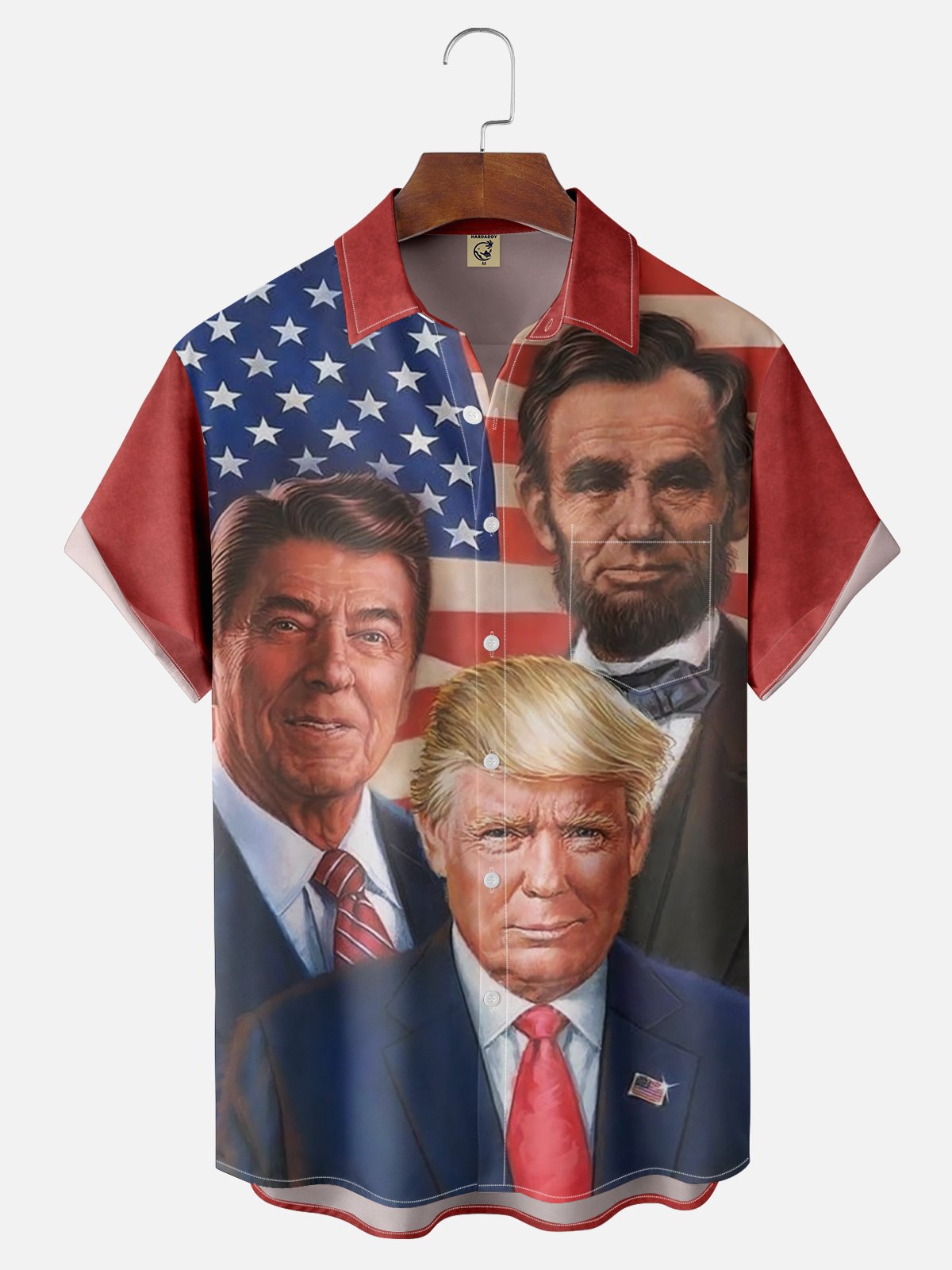 Moisture-wicking Great American Presidents Chest Pocket Hawaiian Shirt