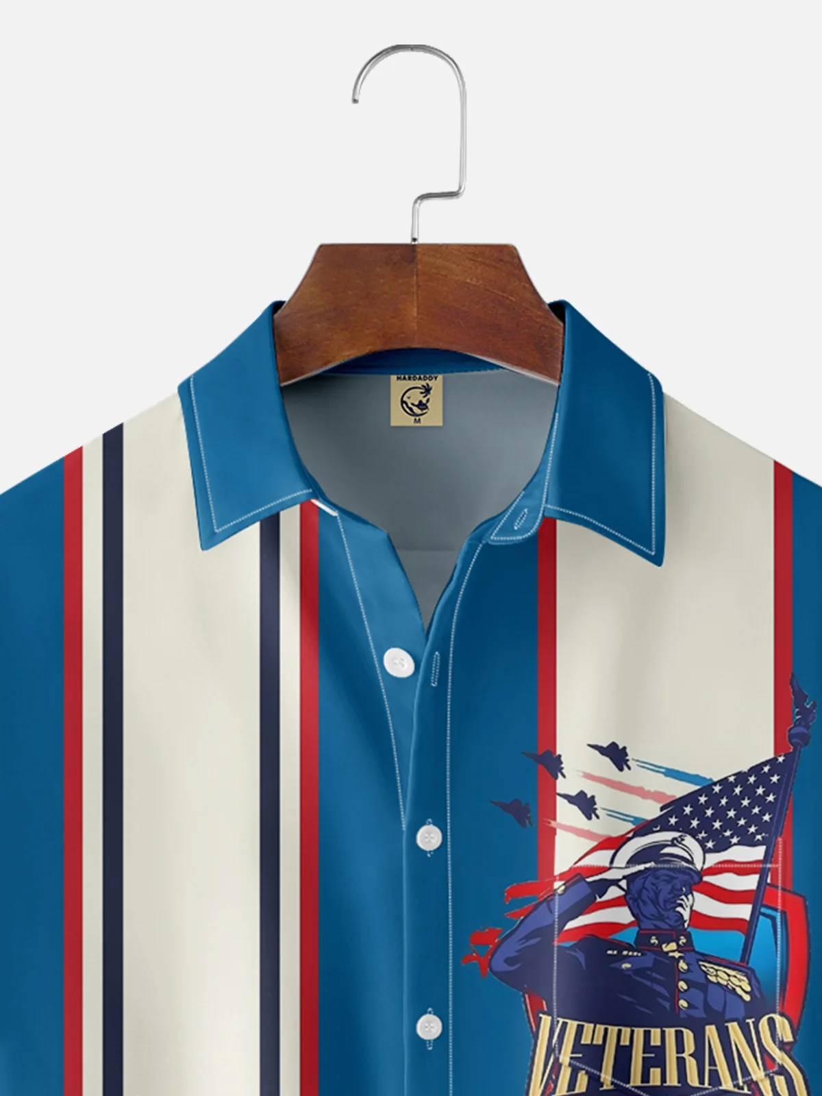 Moisture-wicking Veterans Day Salute Chest Pocket Bowling Shirt