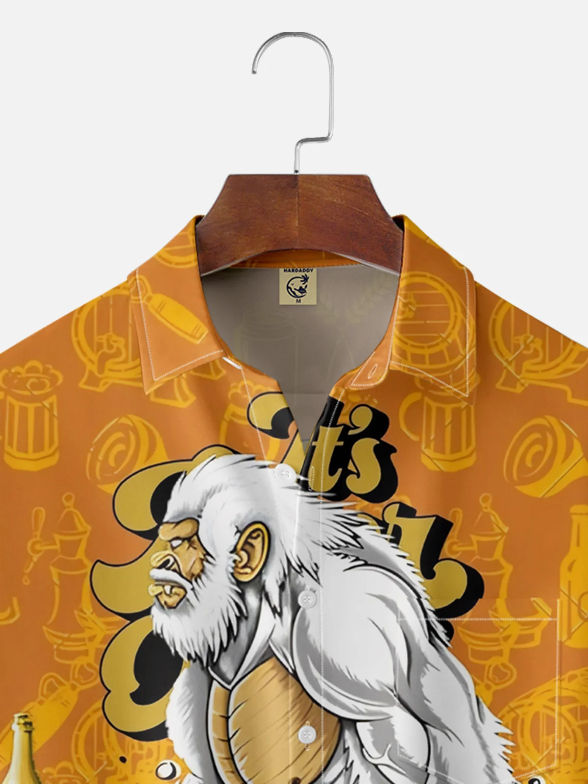 Moisture Wicking Bigfoot Beer Chest Pocket Hawaiian Shirt