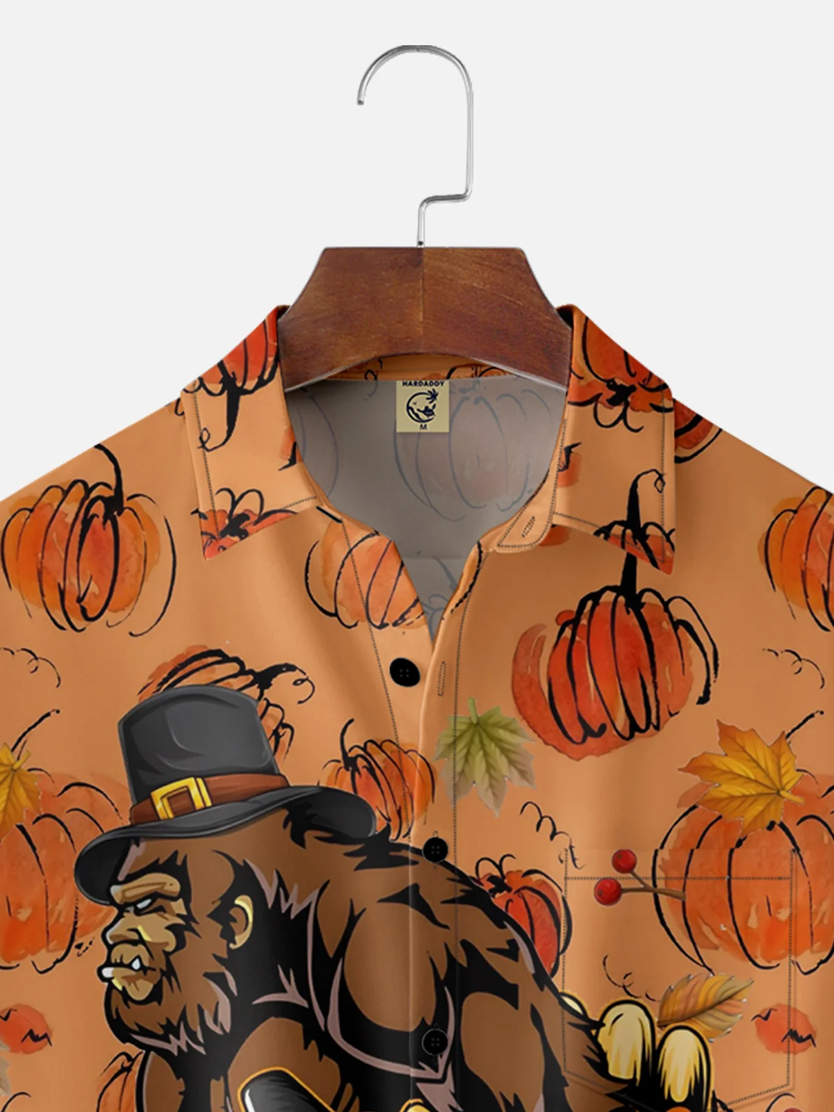 Moisture-wicking Bigfoot Thanksgiving Chest Pocket Hawaiian Shirt