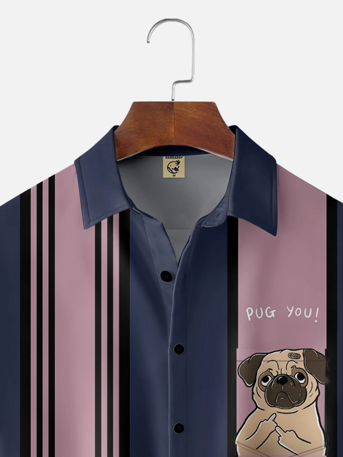 Moisture-wicking PUG YOU Art Abstract Dog Chest Pocket Bowling Shirt