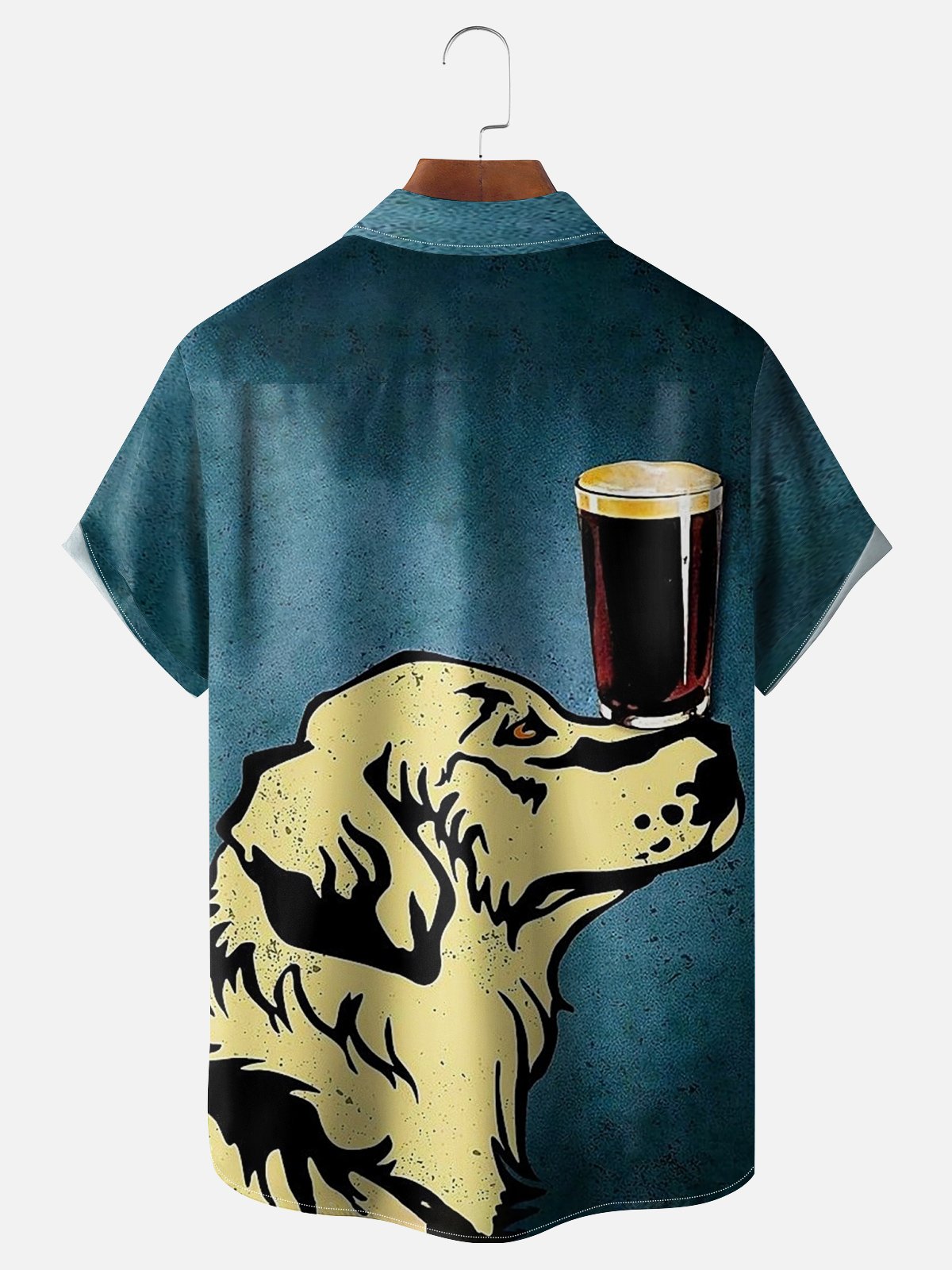 Moisture-wicking Beer And Dog Art Illustration Chest Pocket Hawaiian Shirt