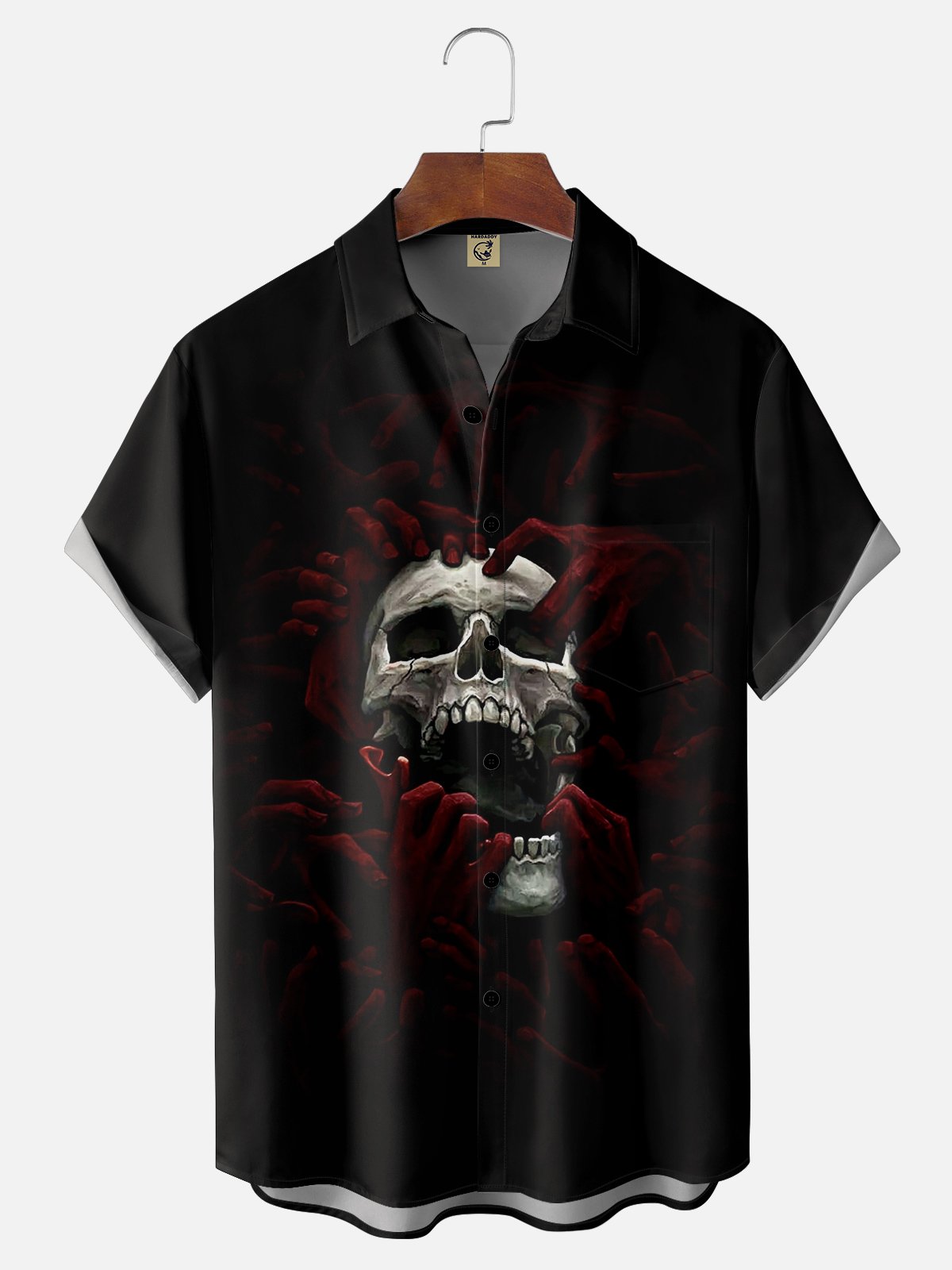 Moisture-wicking Struggling Skull Art Chest Pocket Hawaiian Shirt