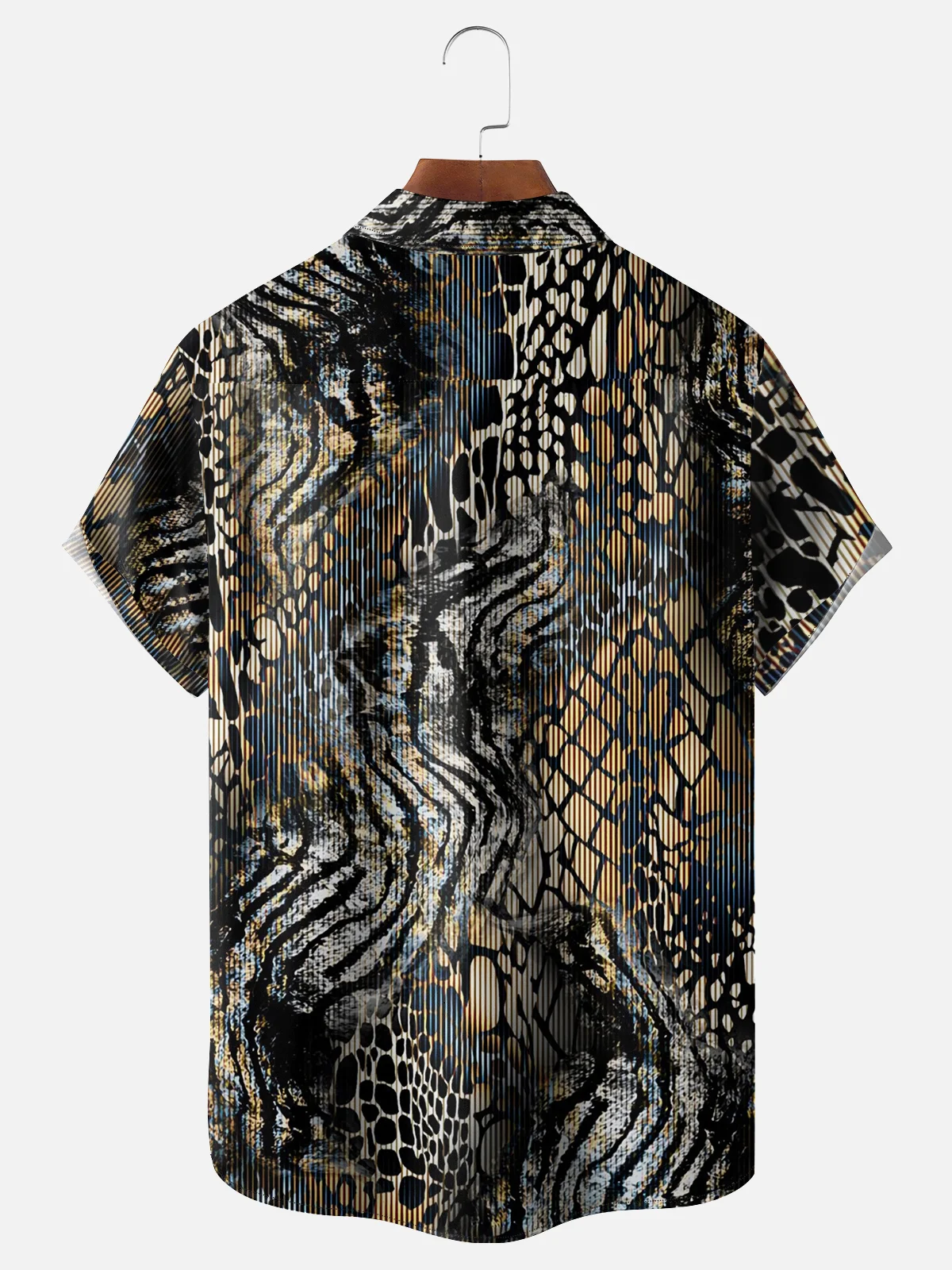 Moisture-wicking Python Abstract Texture Chest Pocket Hawaiian Shirt