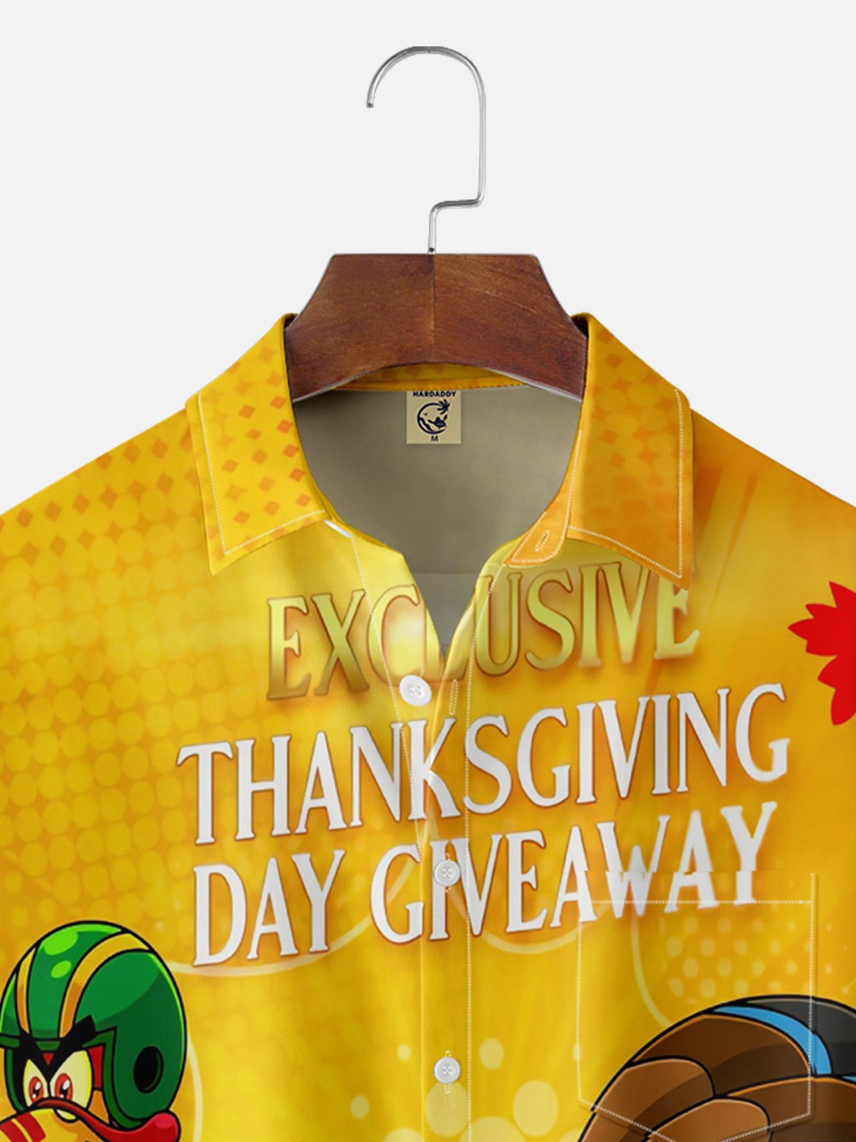 Moisture Wicking Thanksgiving Football Turkey Chest Pocket Hawaiian Shirt