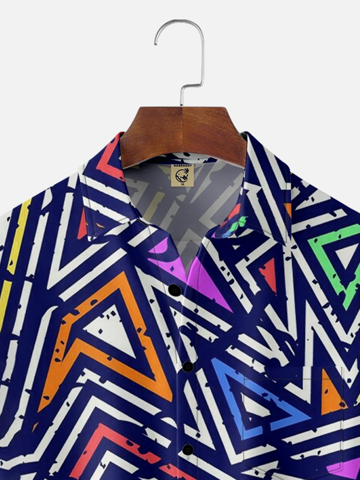 Moisture-wicking Art Abstract Triangle Texture Chest Pocket Hawaiian Shirt