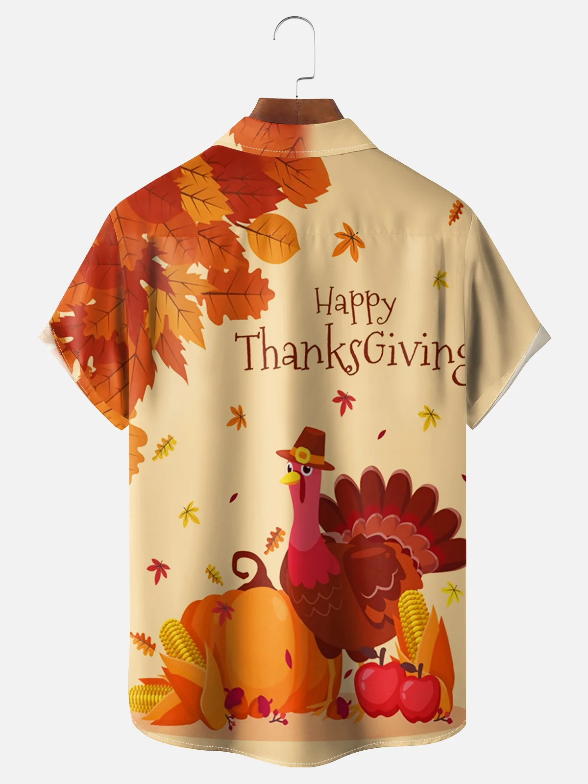 Moisture Wicking Thanksgiving Turkey Chest Pocket Hawaiian Shirt