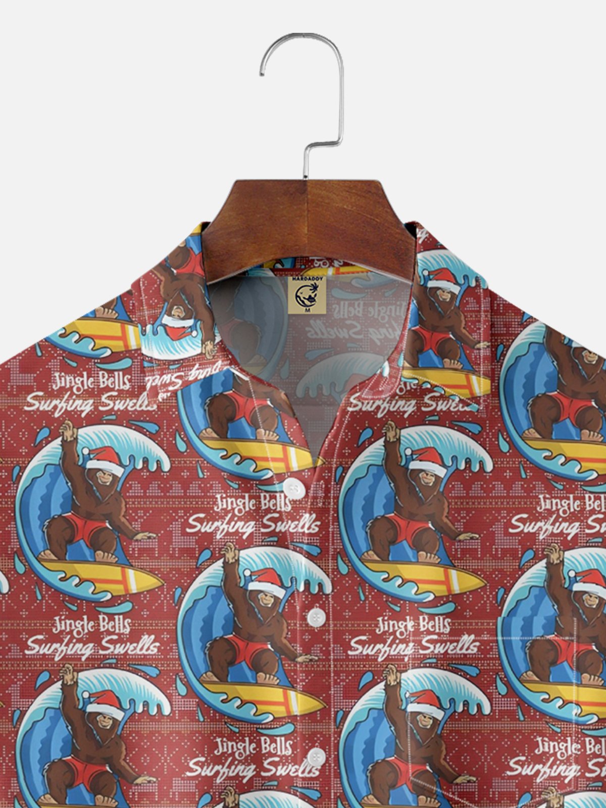 Moisture Wicking Christmas Santa Chest Pocket Hawaiian Shirt