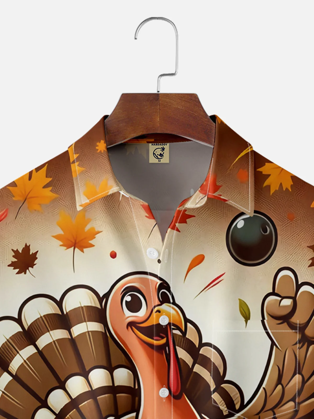 Moisture Wicking Thanksgiving Bowling Turkey Chest Pocket Hawaiian Shirt