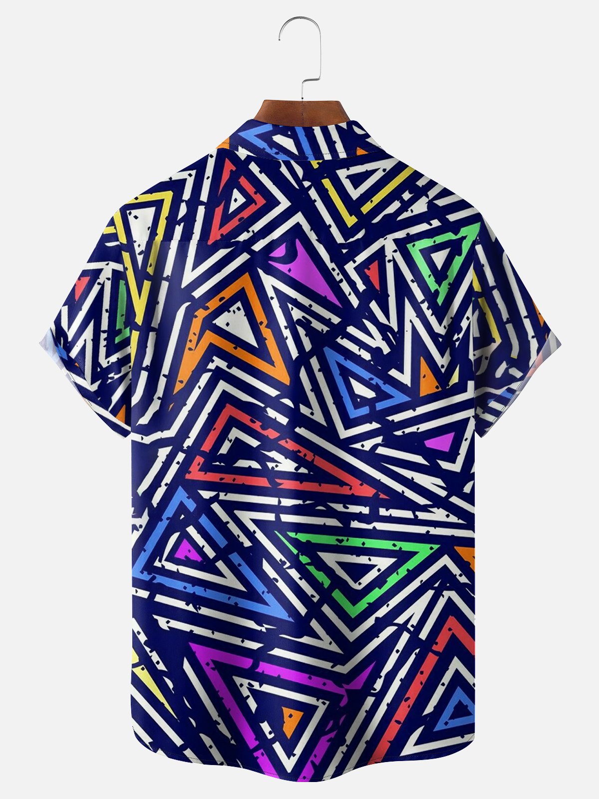 Moisture-wicking Art Abstract Triangle Texture Chest Pocket Hawaiian Shirt