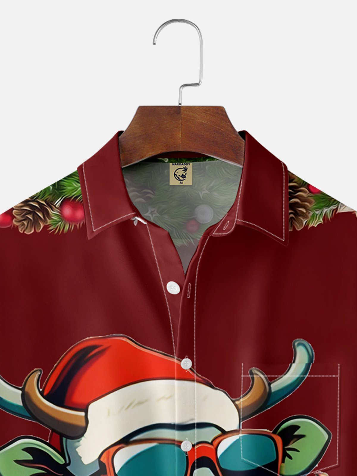 Moisture Wicking Christmas Cow Chest Pocket Hawaiian Shirt