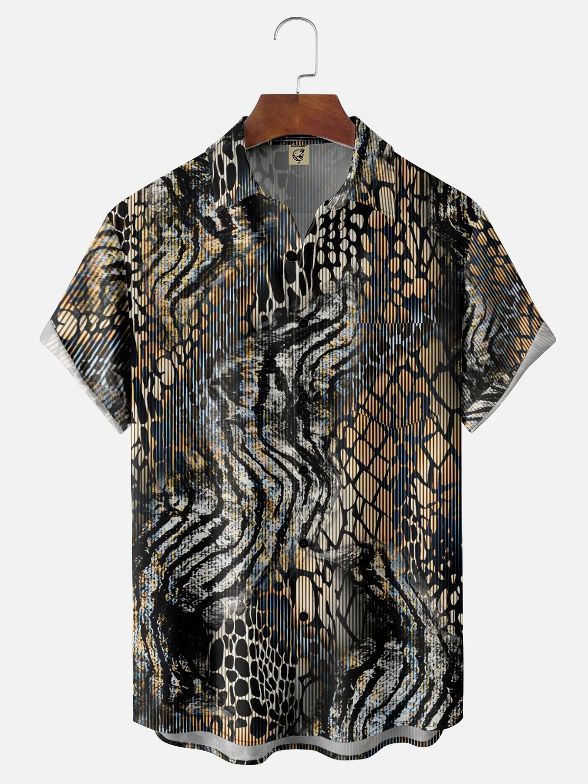 Moisture-wicking Python Abstract Texture Chest Pocket Hawaiian Shirt