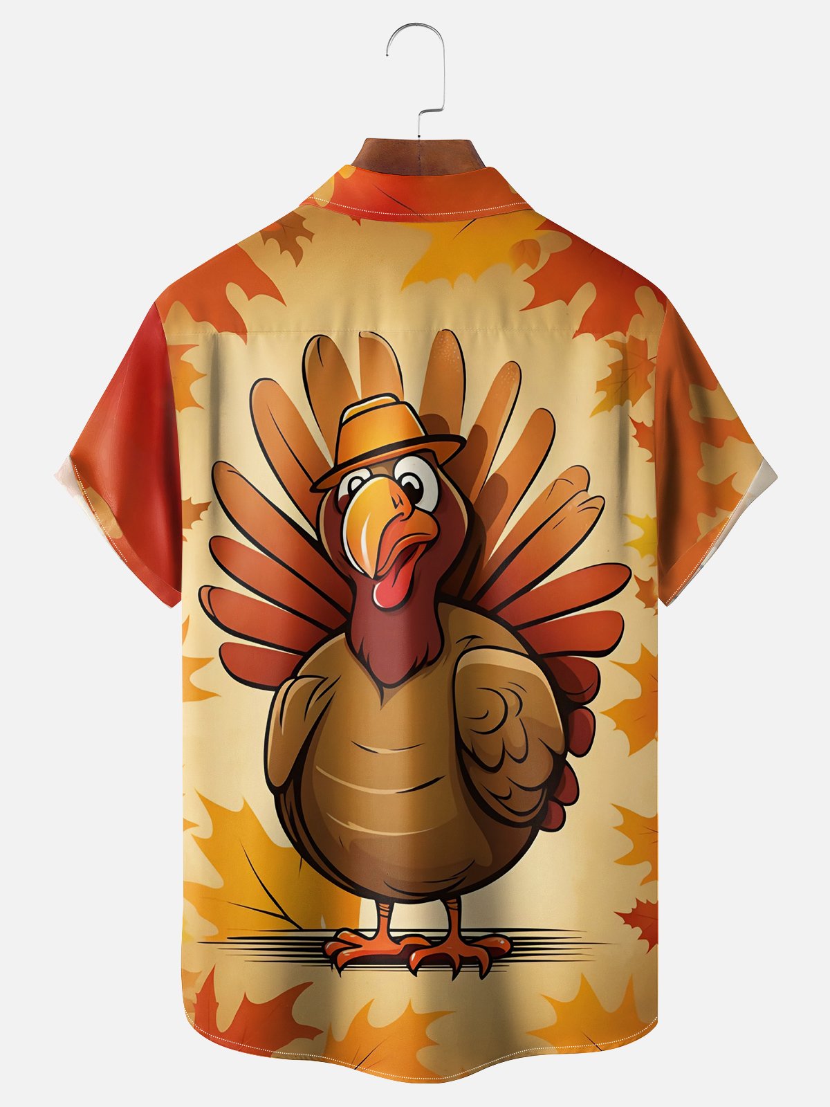 Moisture Wicking Thanksgiving Turkey Chest Pocket Hawaiian Shirt