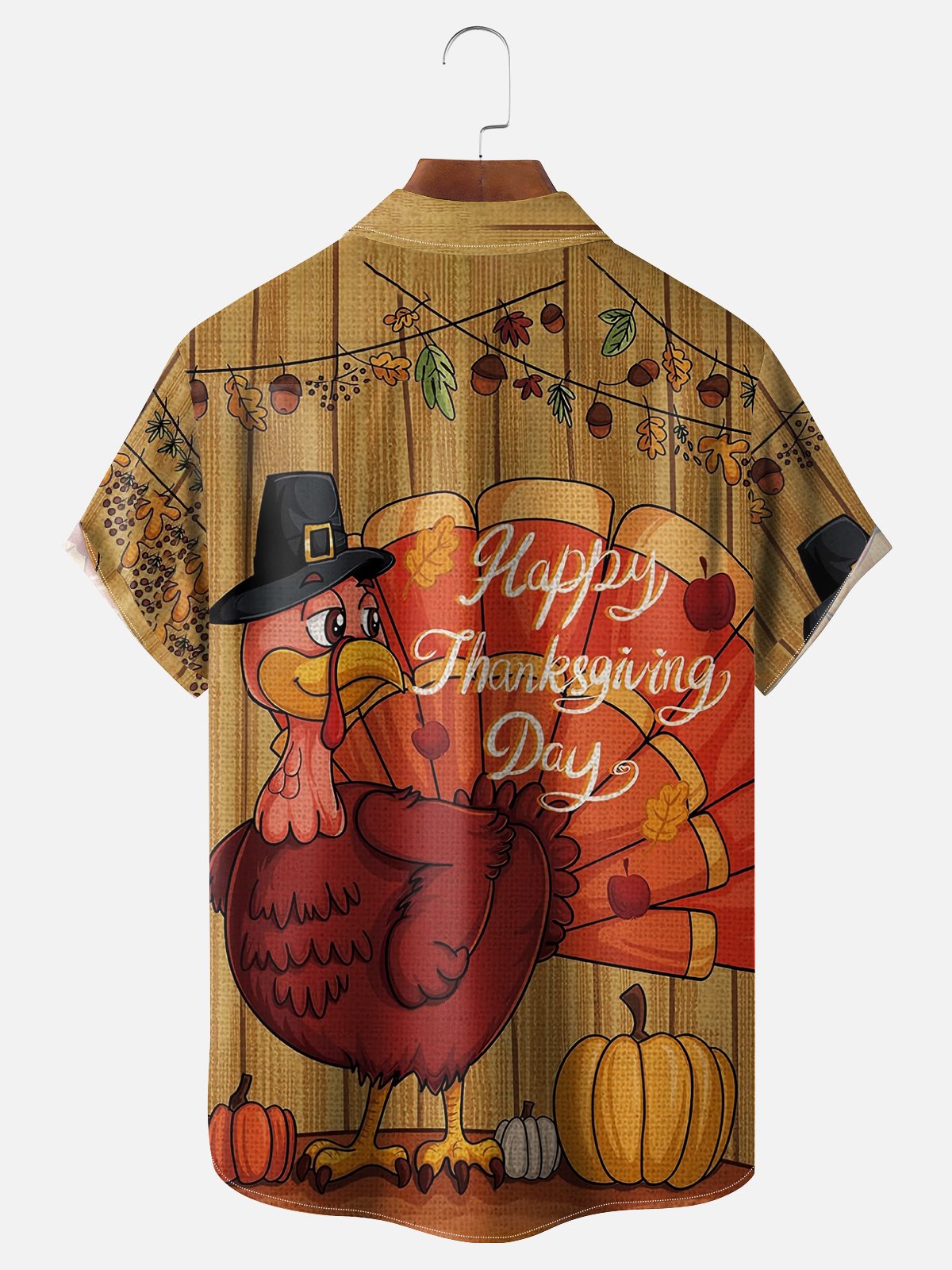 Moisture Wicking Thanksgiving Turkey Chest Pocket Hawaiian Shirt