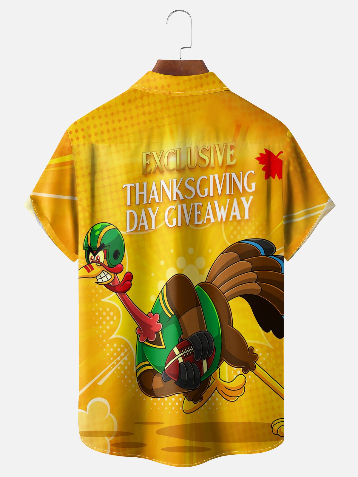 Moisture Wicking Thanksgiving Football Turkey Chest Pocket Hawaiian Shirt