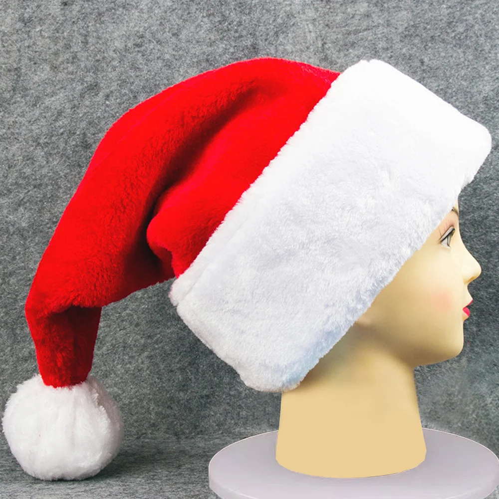 Fluffy Red Santa Hats Set with Plush Brim and Liner for Adults Men Women Kids - Christmas, New Year Party Supplies & Gifts