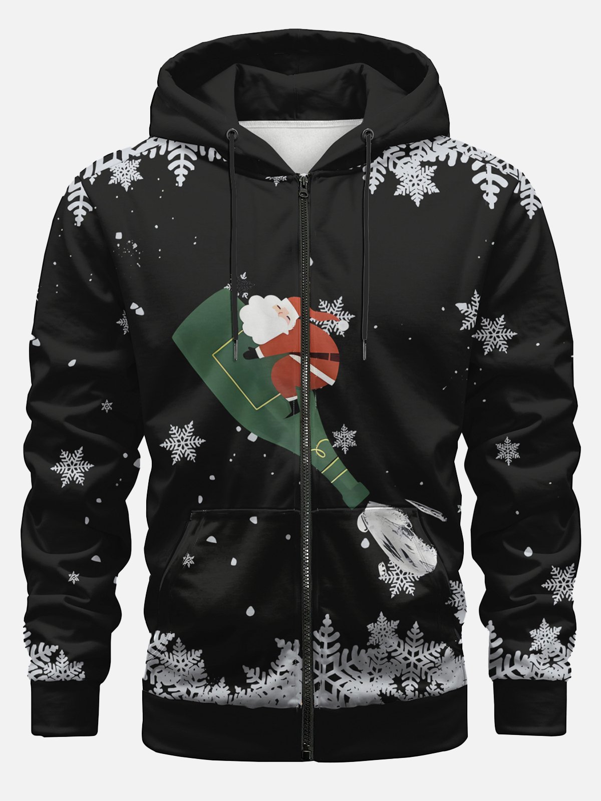 Funny Santa Claus Illustration Zipper Hoodie Sweatshirt