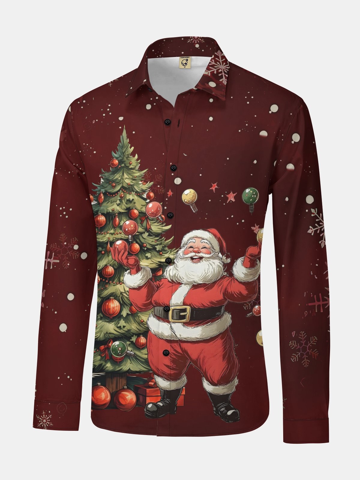 Christmas Santa Claus Long Sleeve Casual Dress Shirt