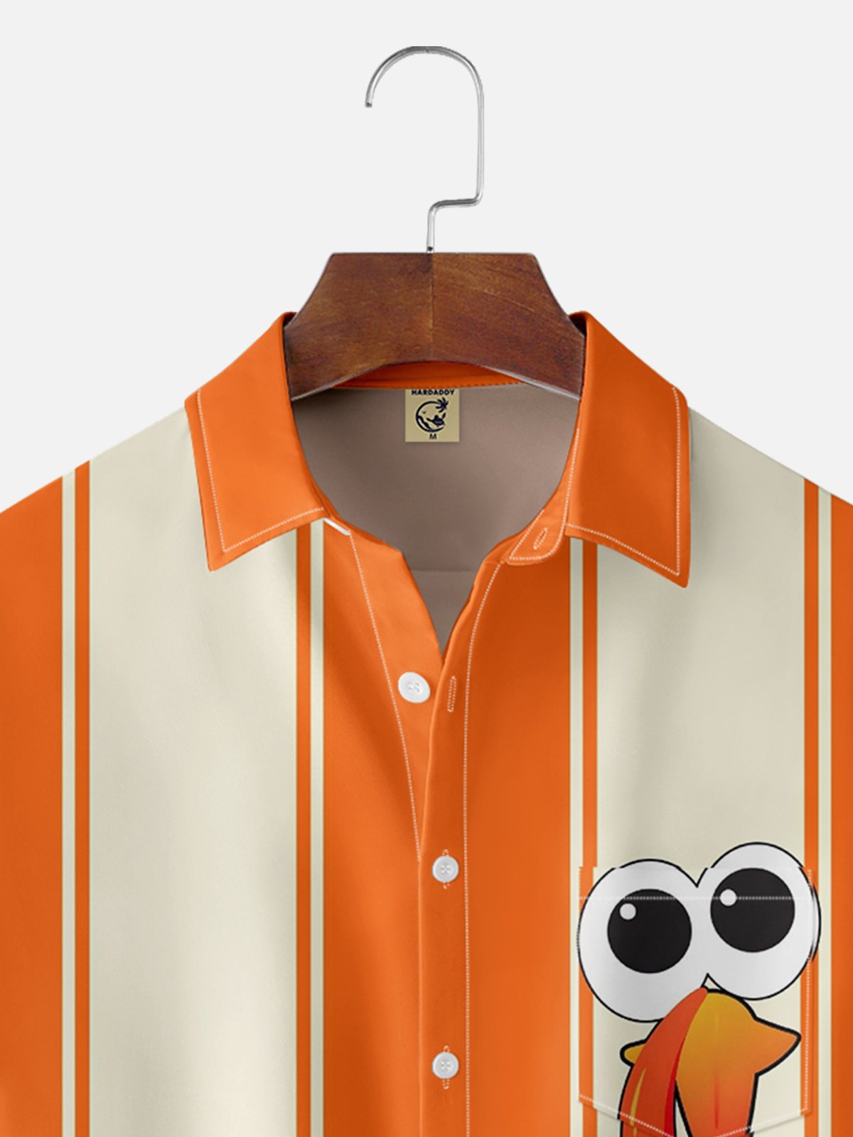 Moisture-wicking Thanksgiving Turkey Chest Pocket Bowling Shirt