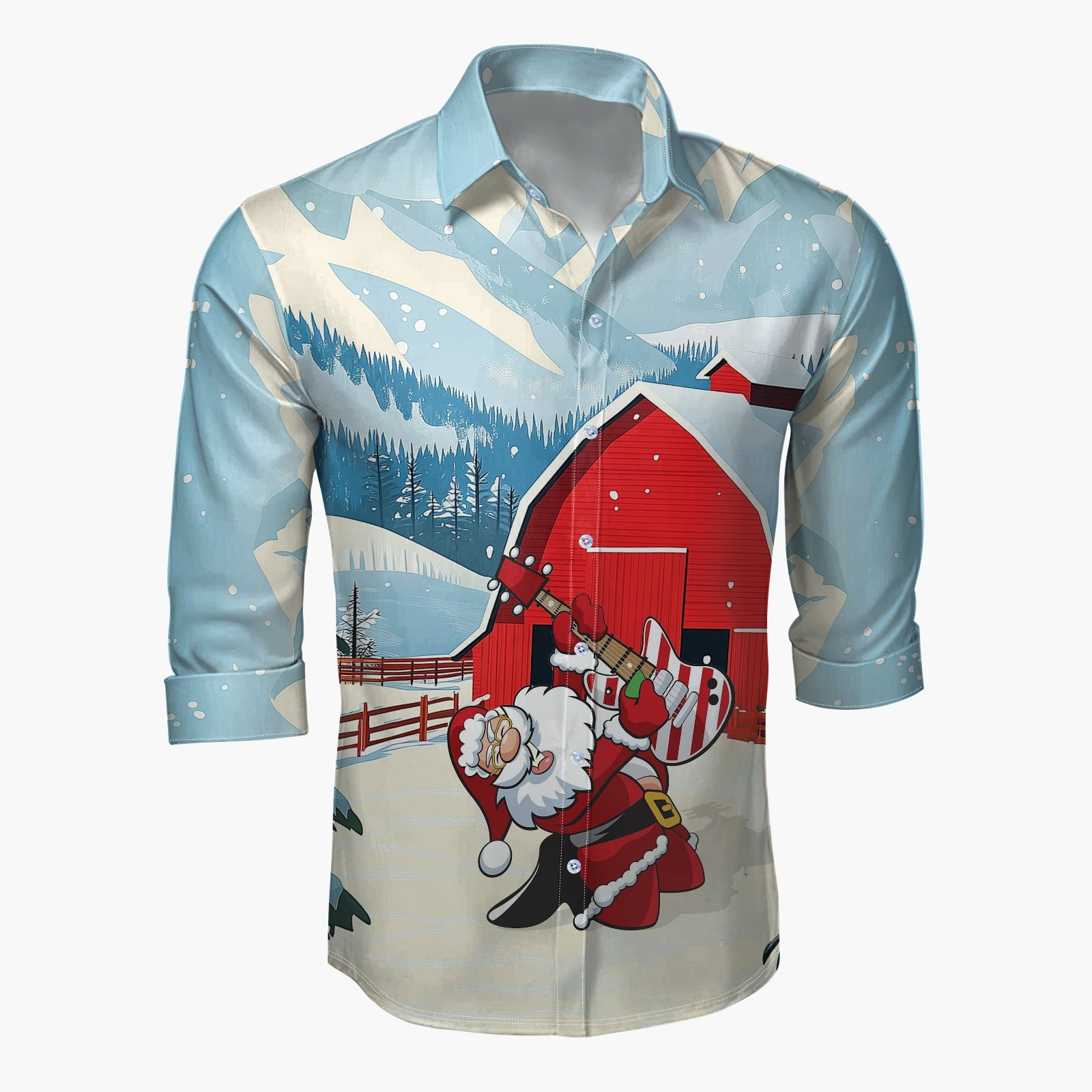 Christmas Santa Claus Long Sleeve Casual Dress Shirt