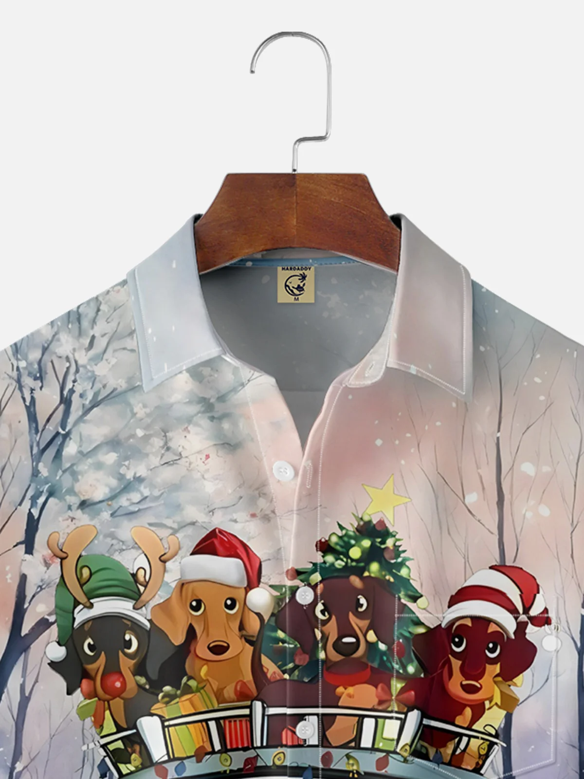 Moisture-wicking Santa Claus Dog Chest Pocket Casual Shirt