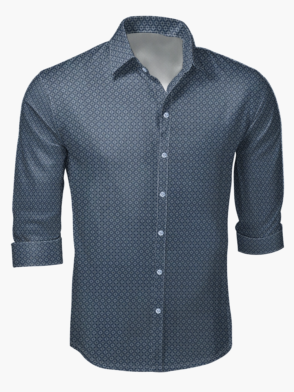 Geometric Regular Fit Long Sleeve Casual Dress Shirt