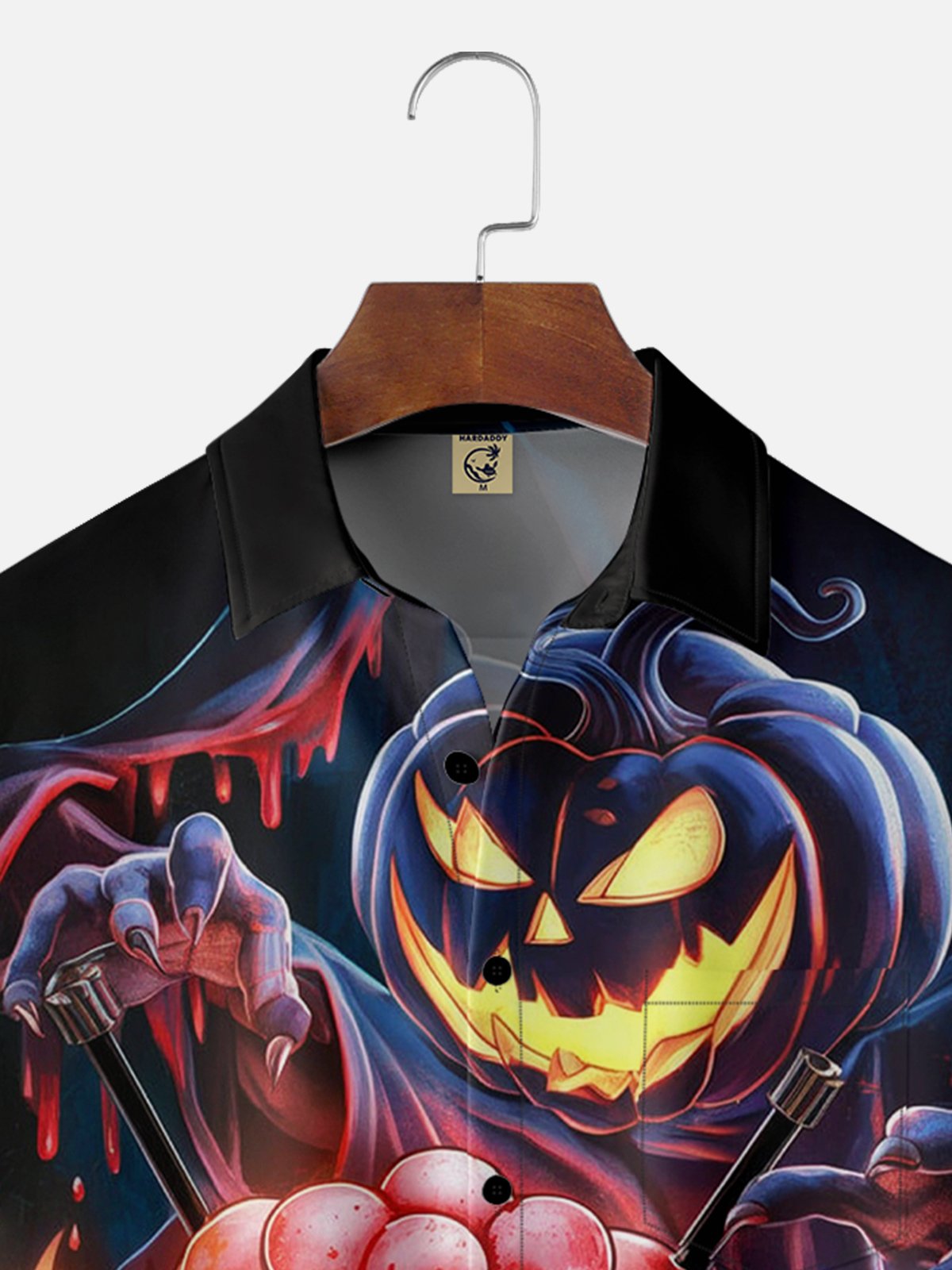 Moisture-wicking Halloween Pumpkin Beer Chest Pocket Casual Shirt