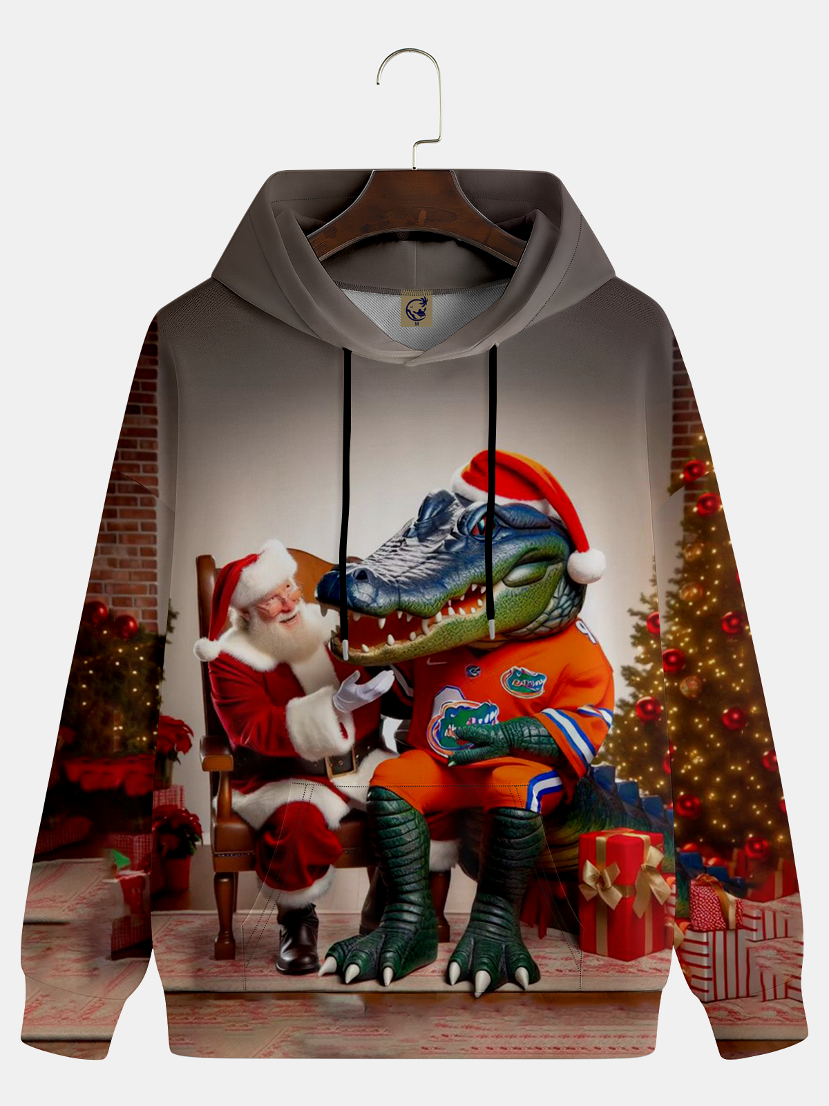 Alligator and Santa Claus Christmas Hoodie Sweatshirt