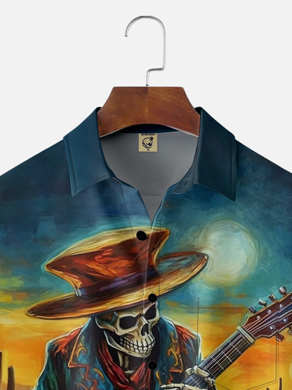 Moisture-wicking Day of the Dead Guitar Chest Pocket Casual Shirt